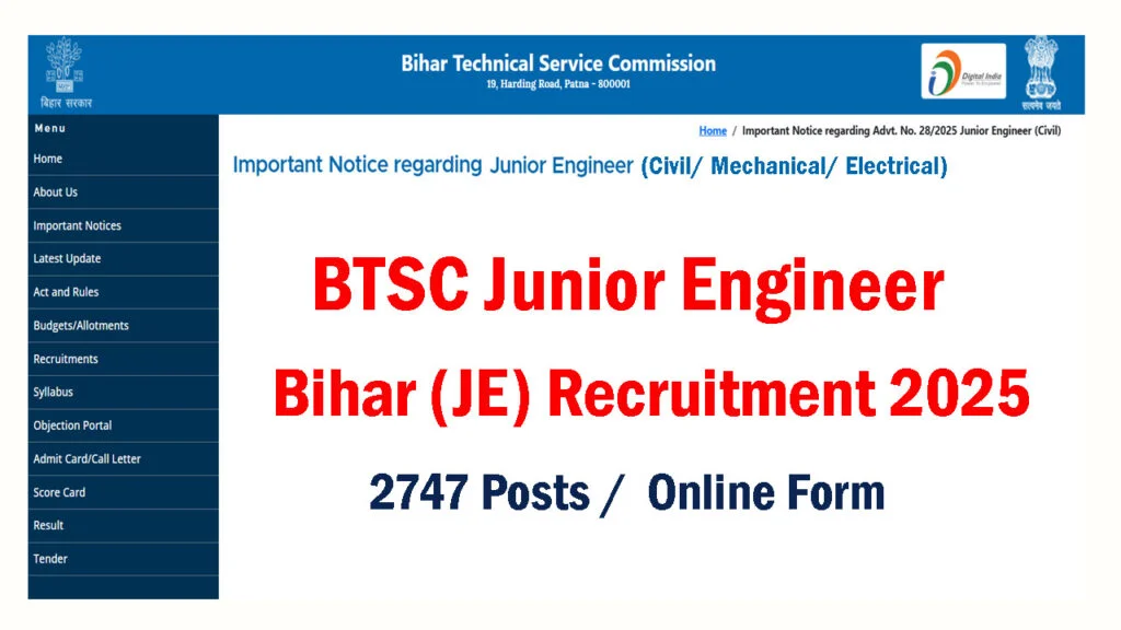 Bihar BTSC JE Vacancy 2025