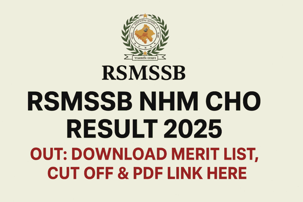 RSMSSB NHM CHO Result 2025