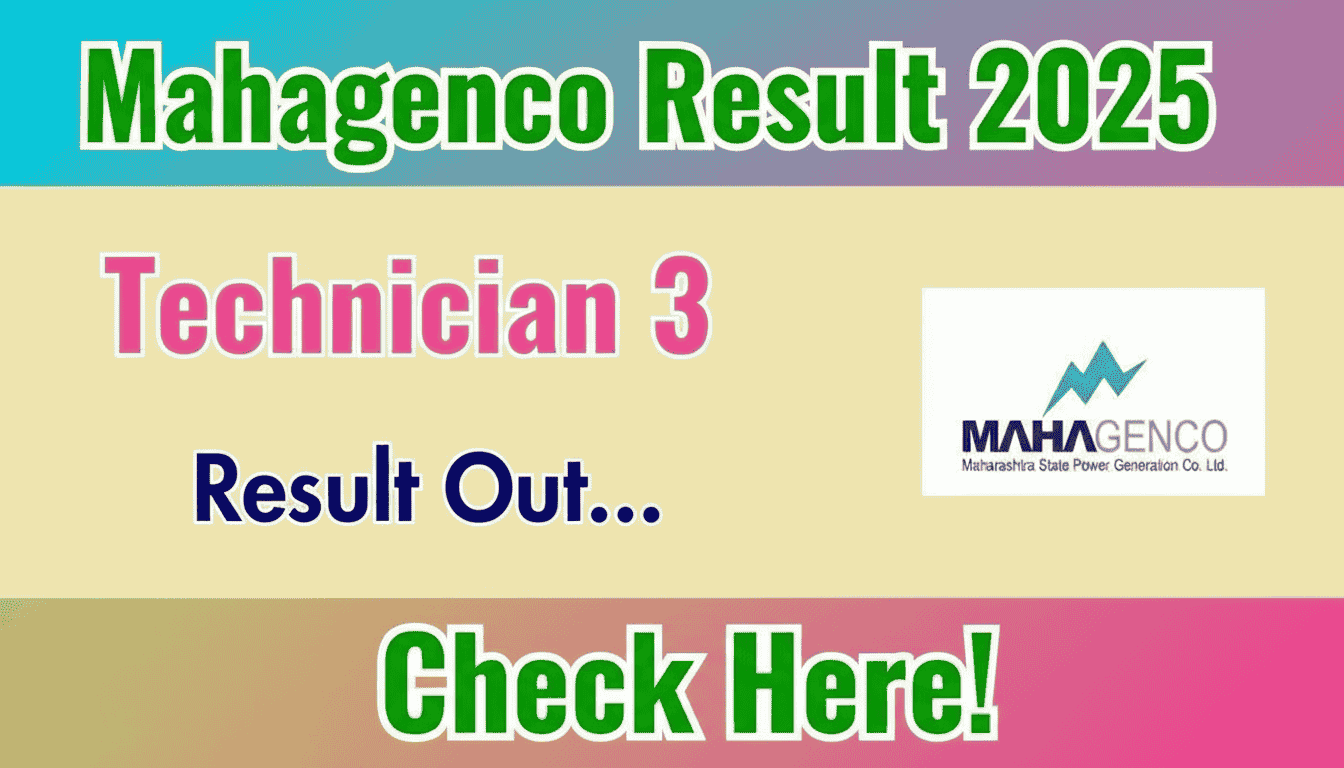 MAHAGENCO Technician 3 Result 2025